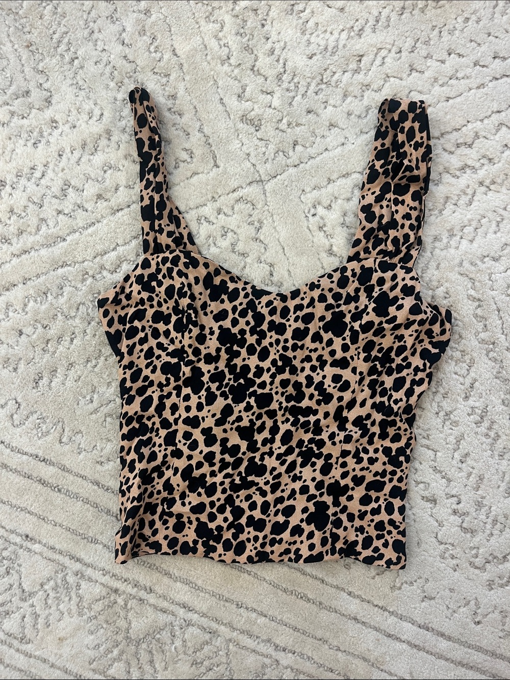 Reformation Leopard Print Square Neck Camisole - Black on Tan